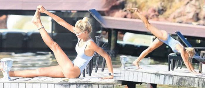 Şeyda Coşkun tatilde bile spor yaptı