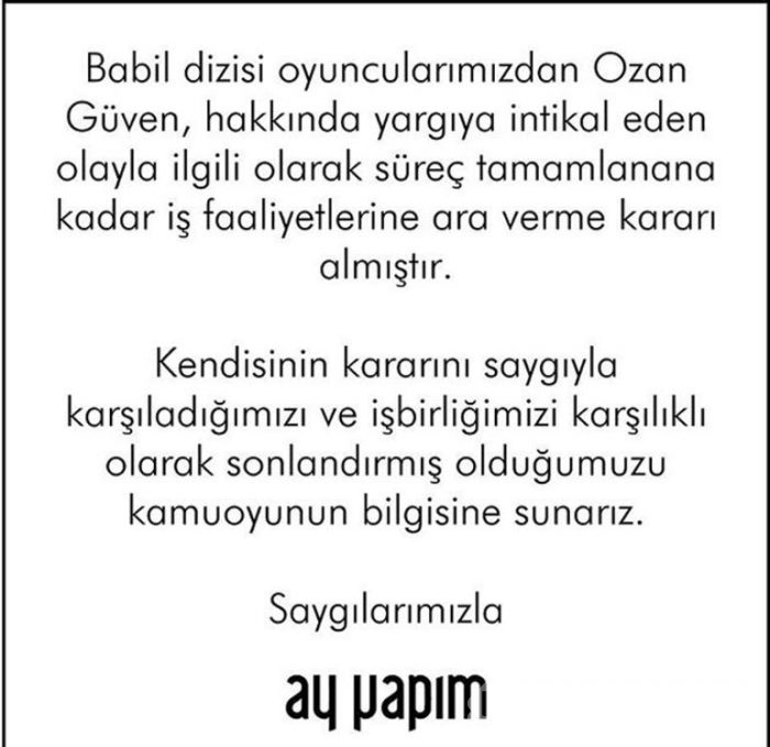Ozan Güven'in Babil dizisindeki durumu belli oldu