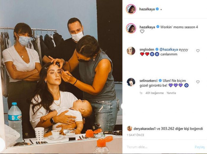 Hazal Kaya oğlu Fikret Ali'yle setlere döndü