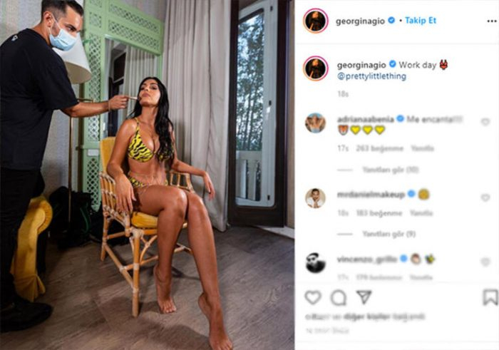 Georgina Rodriguez'den sosyal mesafeli makyaj pozu