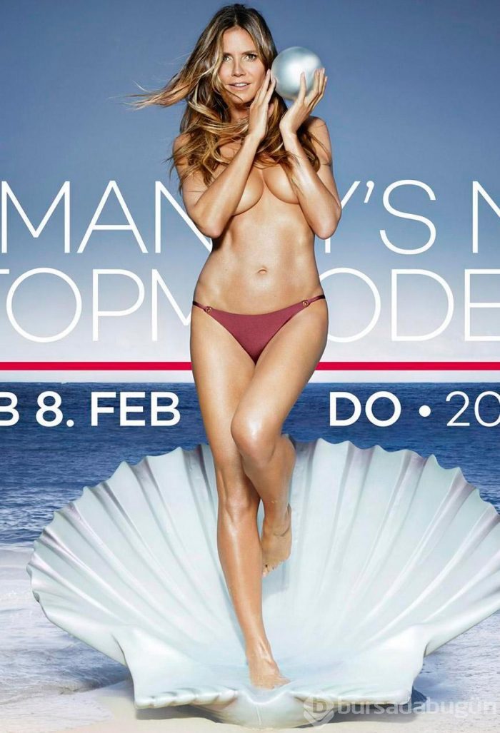Heidi Klum, havuz başında üstsüz güneşlendi