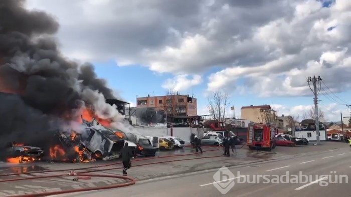Bursa'da oto yedek parça dükkanında yangın