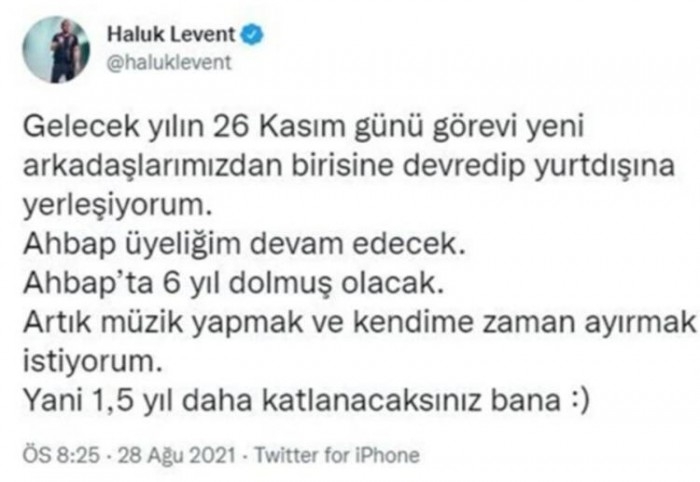 Haluk Levent: Gideceğim ama döneceğim