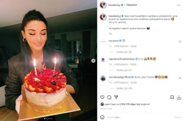 Hande Erçel'in doğum günü pozları çokça beğeni aldı...