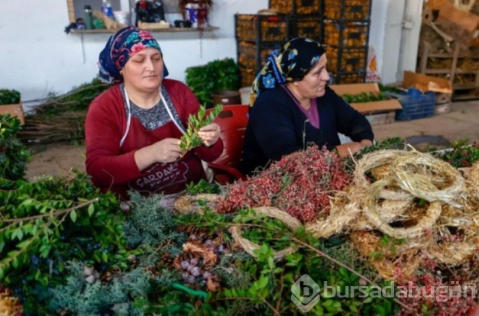 Antalya'da kadınlar Avrupa'ya Noel çelengi hazırlıyor
