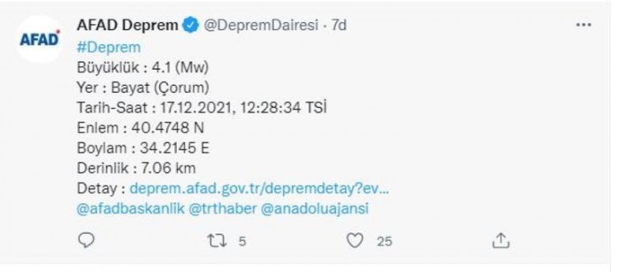  4,1 büyüklüğünde korkutan deprem...