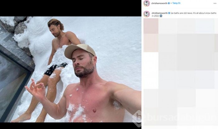 Chris Hemsworth'ten kar banyosu pozlarına beğeni yağmuru...
