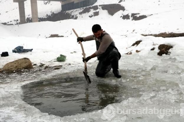 Donan derede Eskimo usulü balık avı