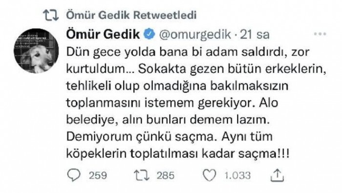 Geçmiş olsun mesajları yağan Ömür Gedik "saldırıya uğradım" tweet'ini açıkladı