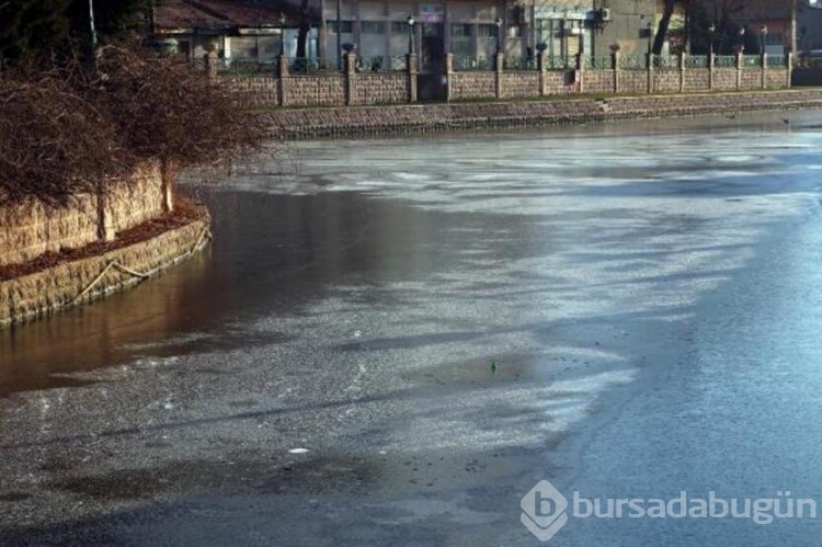 Eskişehir'de Porsuk Çayı buz tuttu
