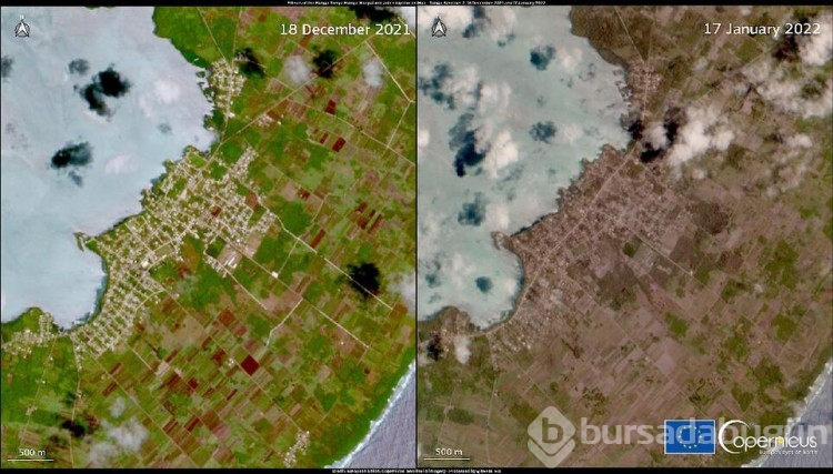 Tonga'ya yardımda kül engeli: Adanın rengi griye döndü