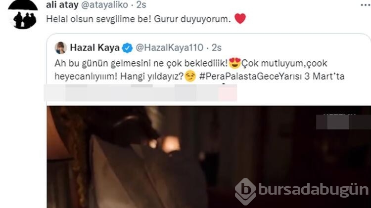Ali Atay'dan Hazal Kaya'ya: Helal olsun sevgilime be!