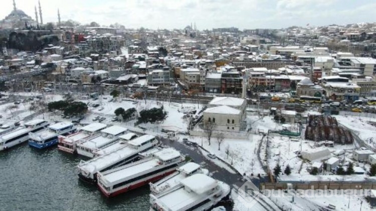 İstanbul'u kaplayan beyaz örtü görüntülendi