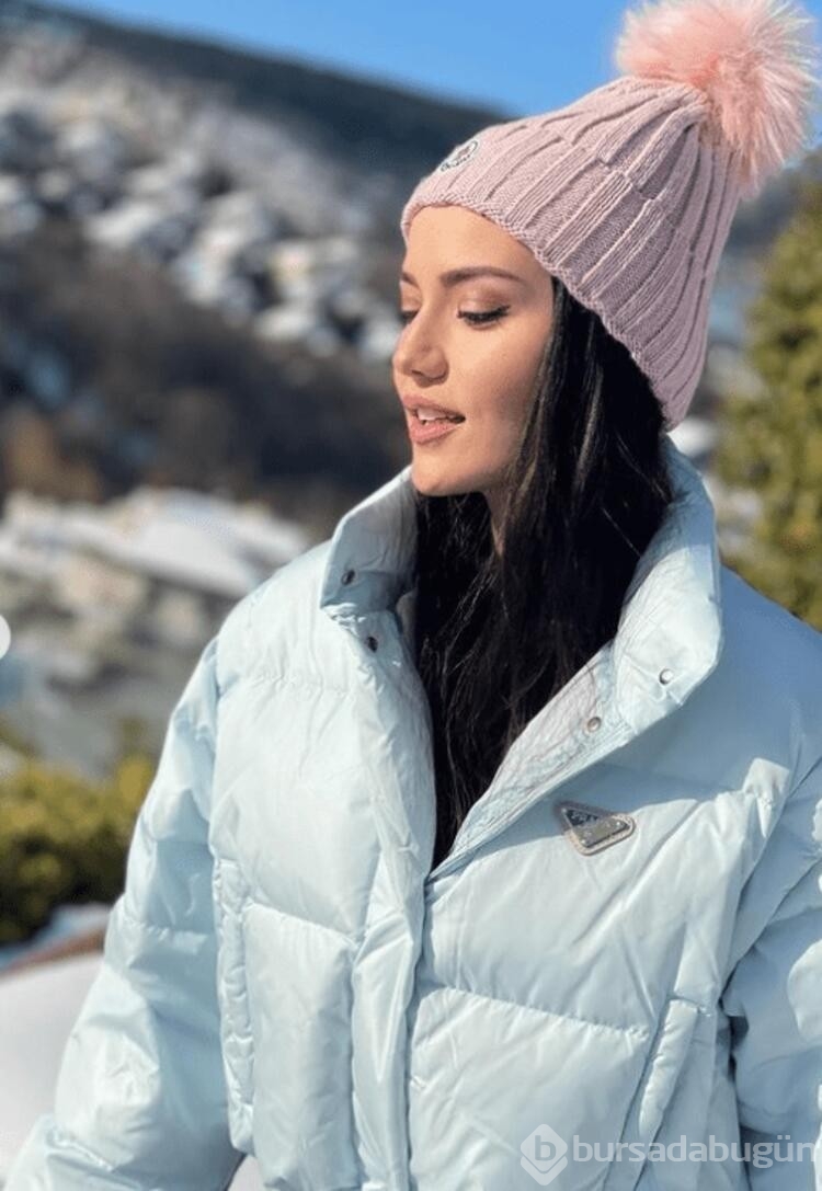 Fahriye Evcen'in kar pozuna ilk yorum Burak Özçivit'ten!