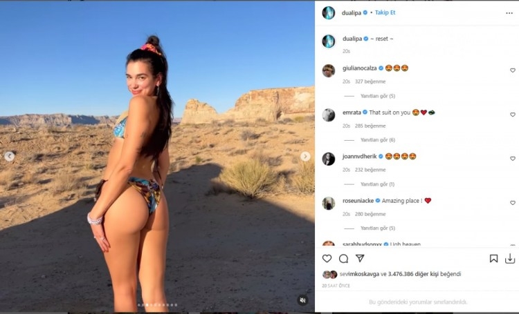 Dua Lipa paylaşımıyla sosyal medyayı salladı!