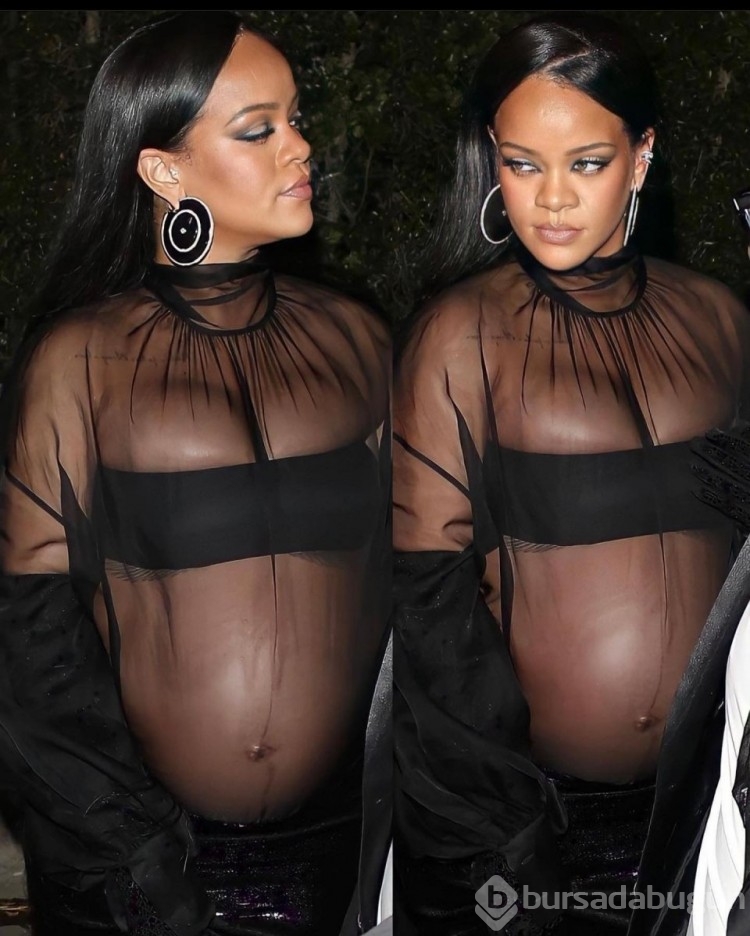 Bebeği için gün sayan Rihanna'nın transparan kıyafeti