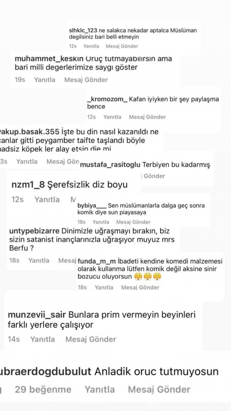 Berfu Yenenler Ramazan paylaşımına gelen eleştirilere cevap verdi