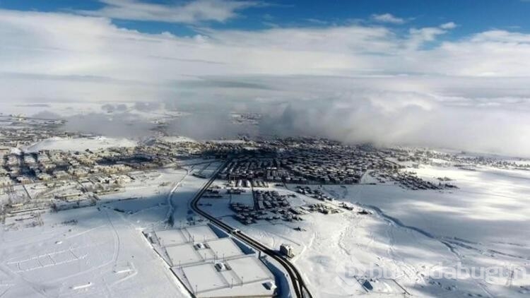 Beyaza bürünen Erzurum'da kartpostallık manzaralar