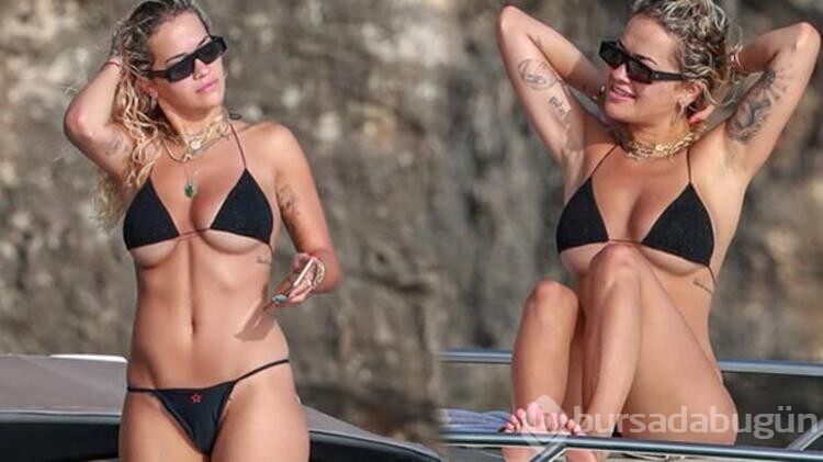 Rita Ora'nın bikinisi küçük geldi