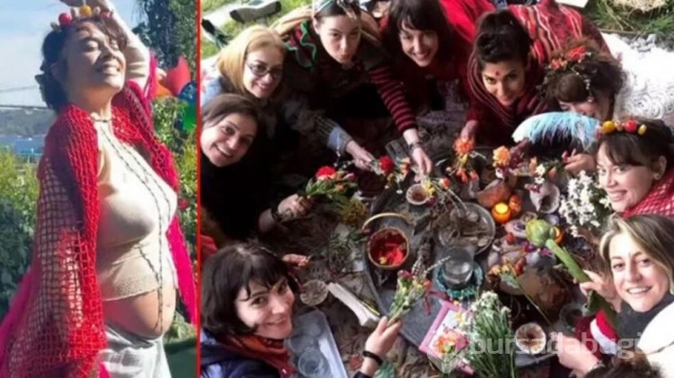 Demet Evgar dualar ve çiçeklerle hamilelik ritüeli yaptı
