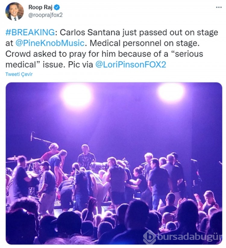 Müzisyen Carlos Santana sahnede yere yığıldı
