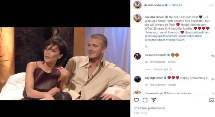 David Beckham eşine seslendi: "23 yıl ve 4 çocuk! Seni seviyorum"