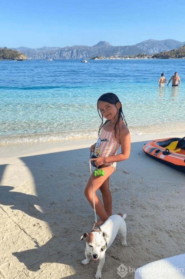 Zeynep Sever Demirel'in köpeği deniz keyfi yapıyor
