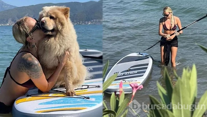 Didem Soydan, köpeği ile sörf yaptı