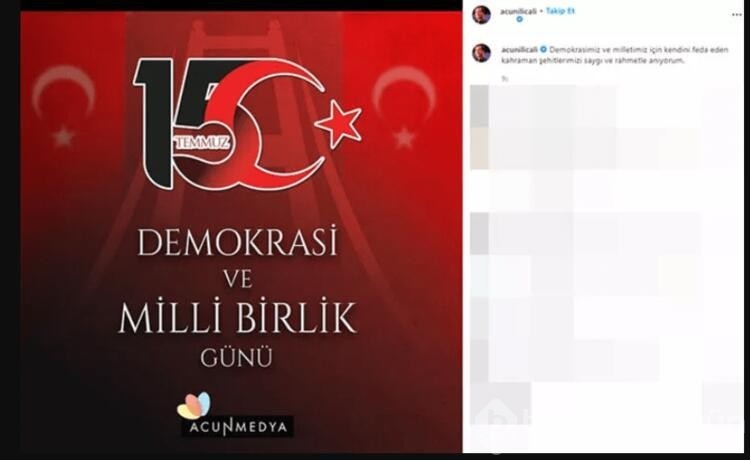 Ünlüler'den 15 Temmuz paylaşımları