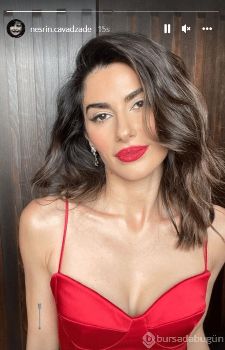 Nesrin Cavadzade'nin kırmızılı pozuna beğeni yağdı