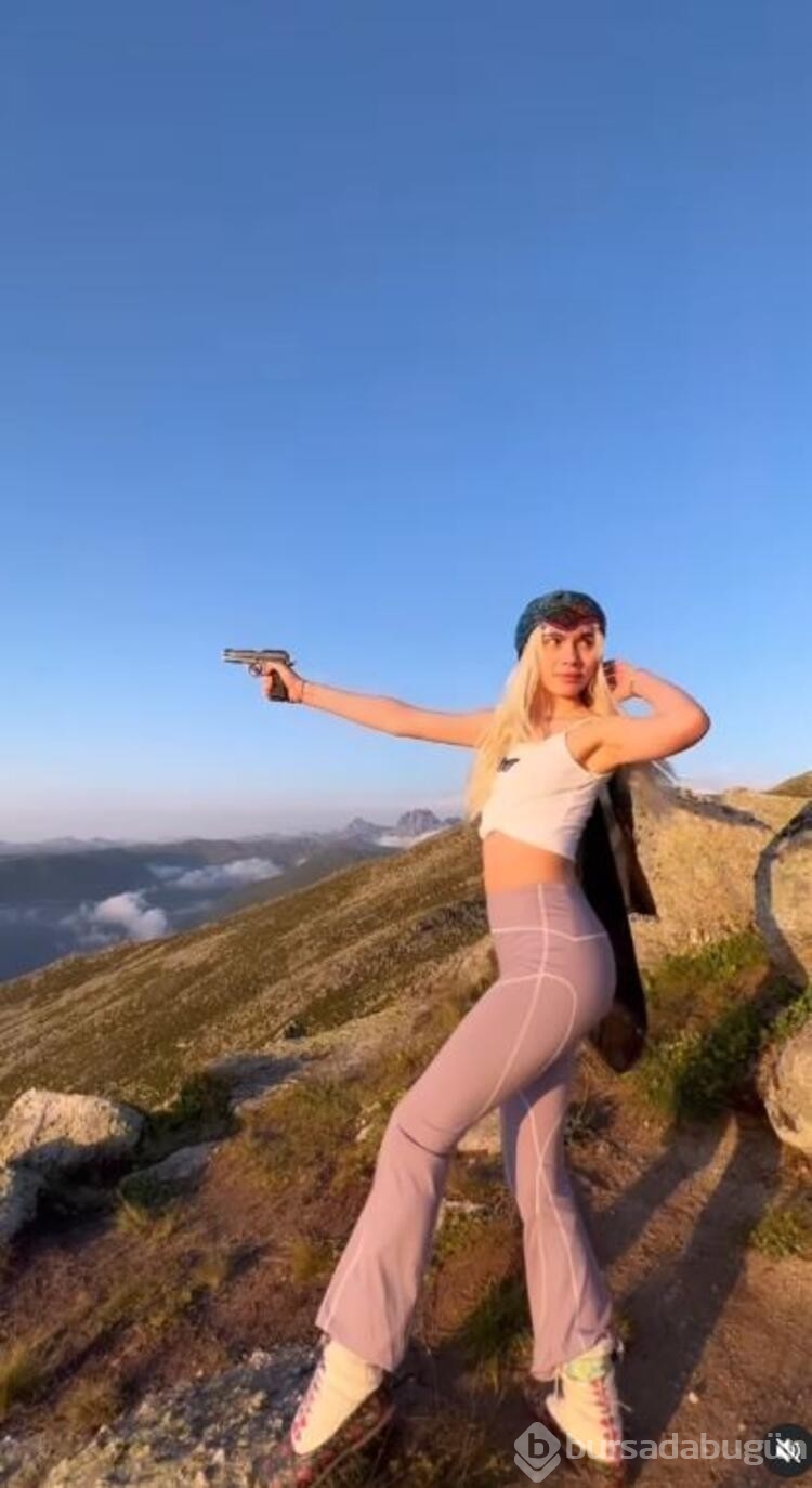 Yaylaya çıkan Aleyna Tilki, atış talimi yaptı
