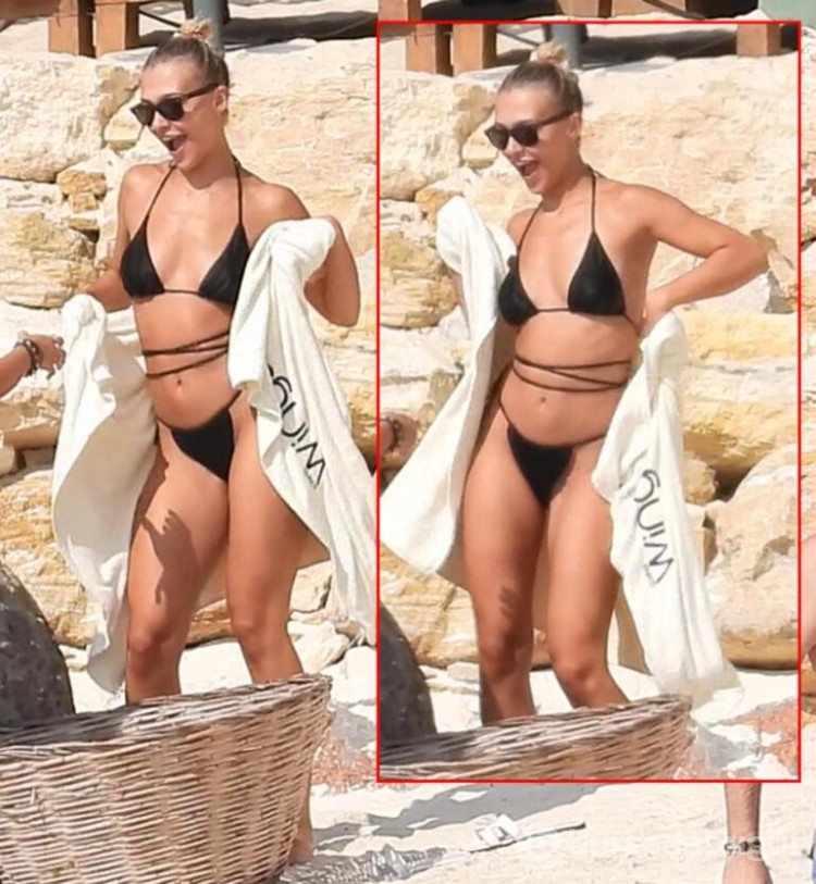 Çeşme'de tatil yapan Melisa Döngel'den sahilde havlu dansı!