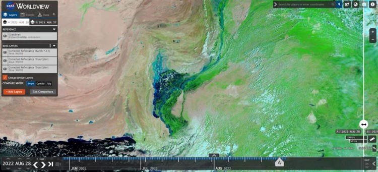 NASA paylaştı: Pakistan'daki sel ülkede 100 km çapında bir göl oluşturdu
