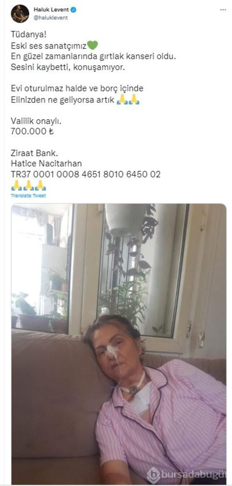Haluk Levent Tüdanya'nın son halini paylaştı