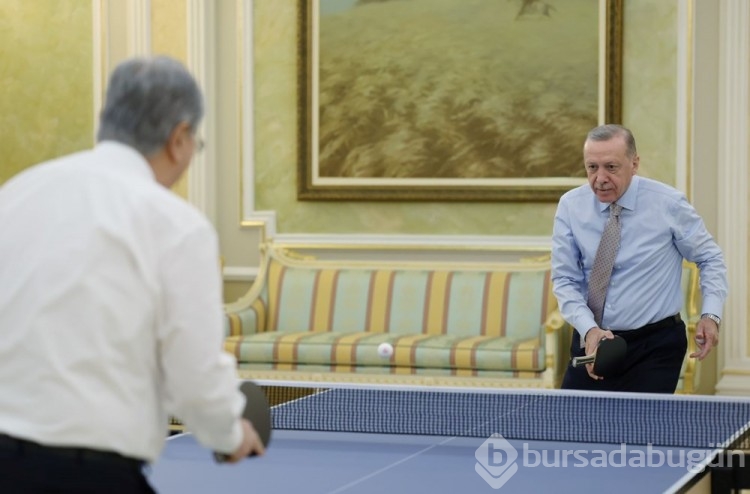 Cumhurbaşkanı Erdoğan ile Tokayev masa tenisi oynadı