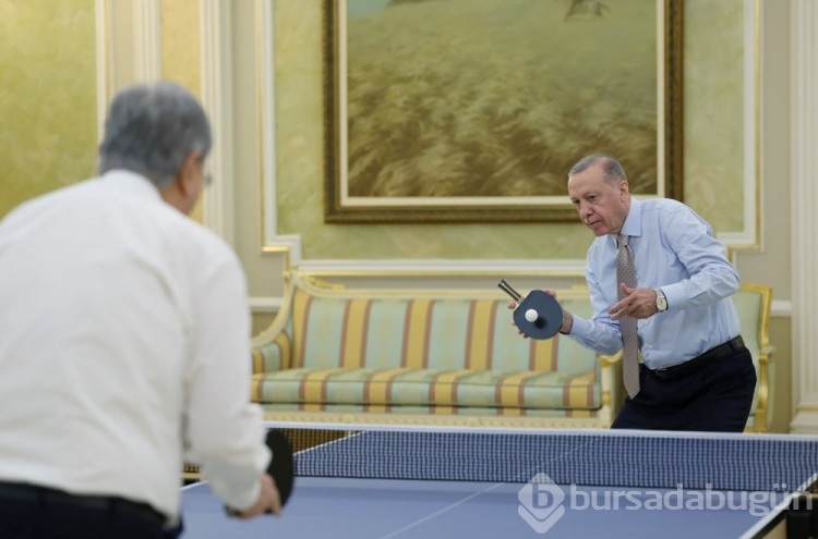 Cumhurbaşkanı Erdoğan ile Tokayev masa tenisi oynadı