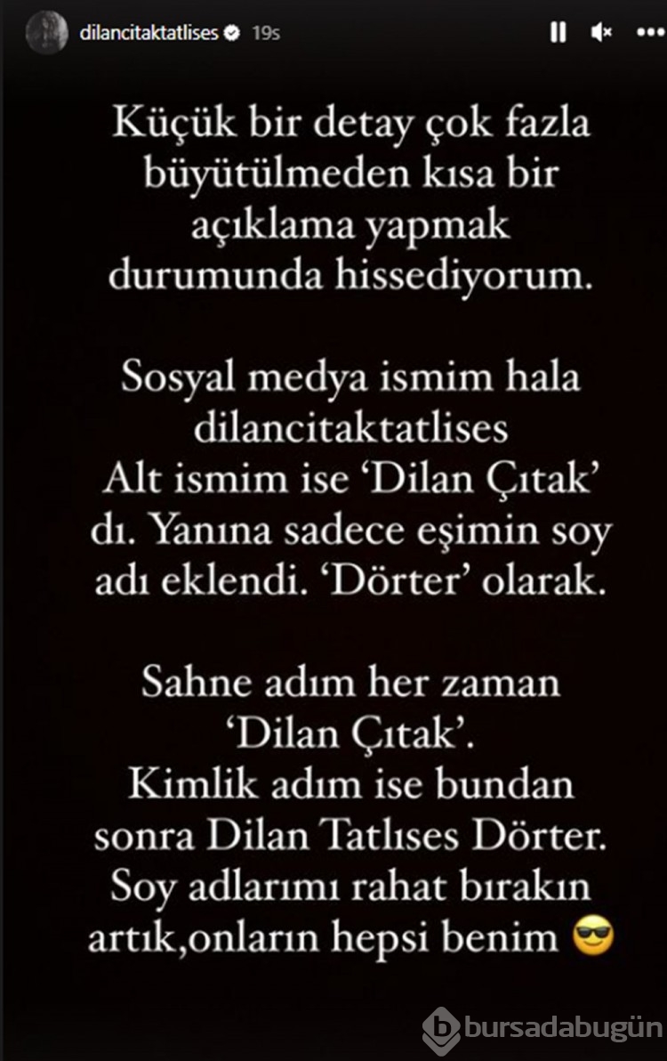 Dilan Çıtak Tatlıses'ten soyadı açıklaması