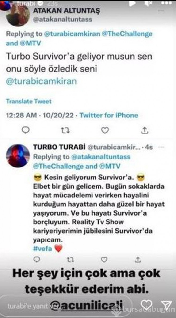 Turabi, Acun Ilıcalı'ya teşekkür edip açıkladı: Survivor'a katılacak mı?
