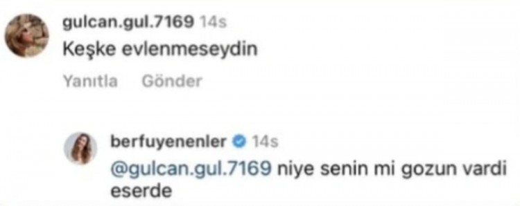 Berfu Yenenler takipçisine kızdı