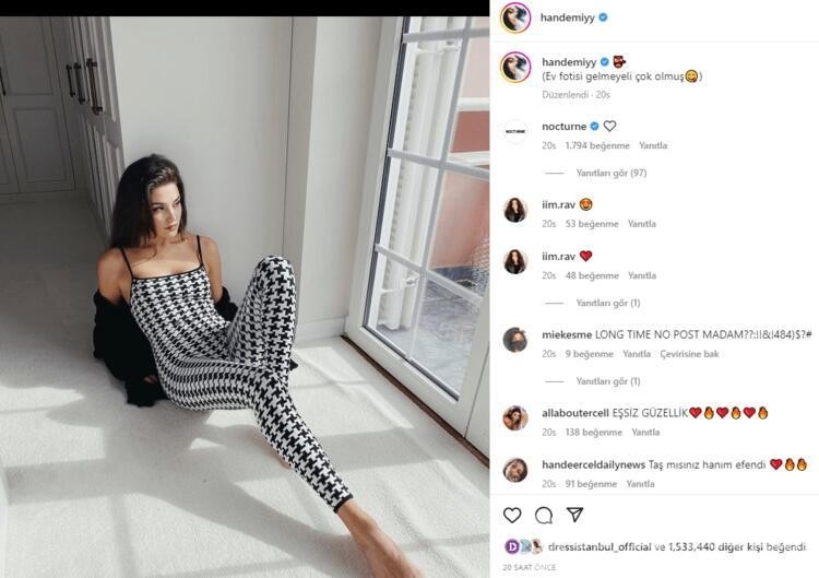 Hande Erçel'den ev pozu