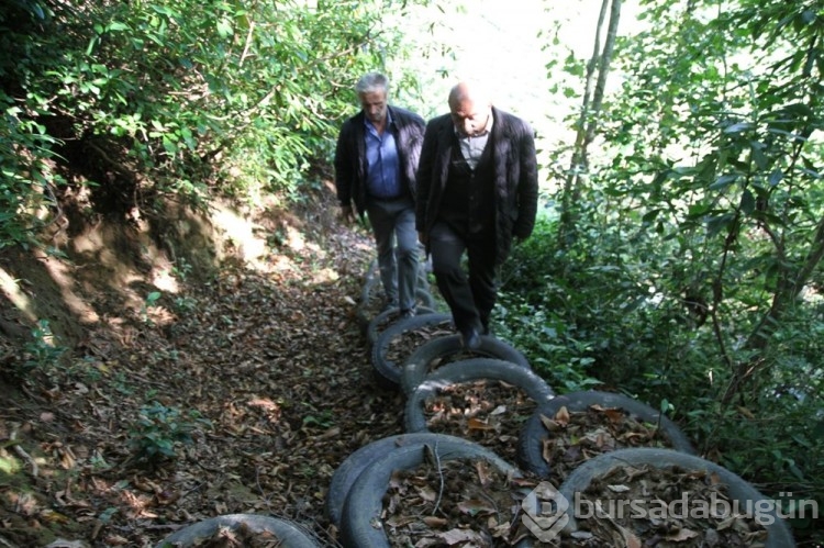 400 lastikle evine giden 230 basamaklı merdiven yaptı
