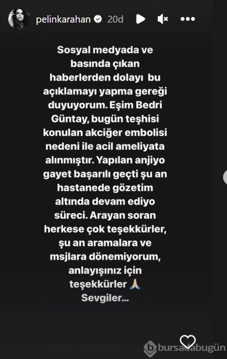 Pelin Karahan'ın eşi ameliyata alındı
