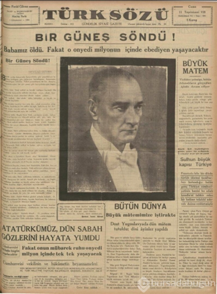 10 Kasım 1938... Büyük acı manşetlere böyle taşındı
