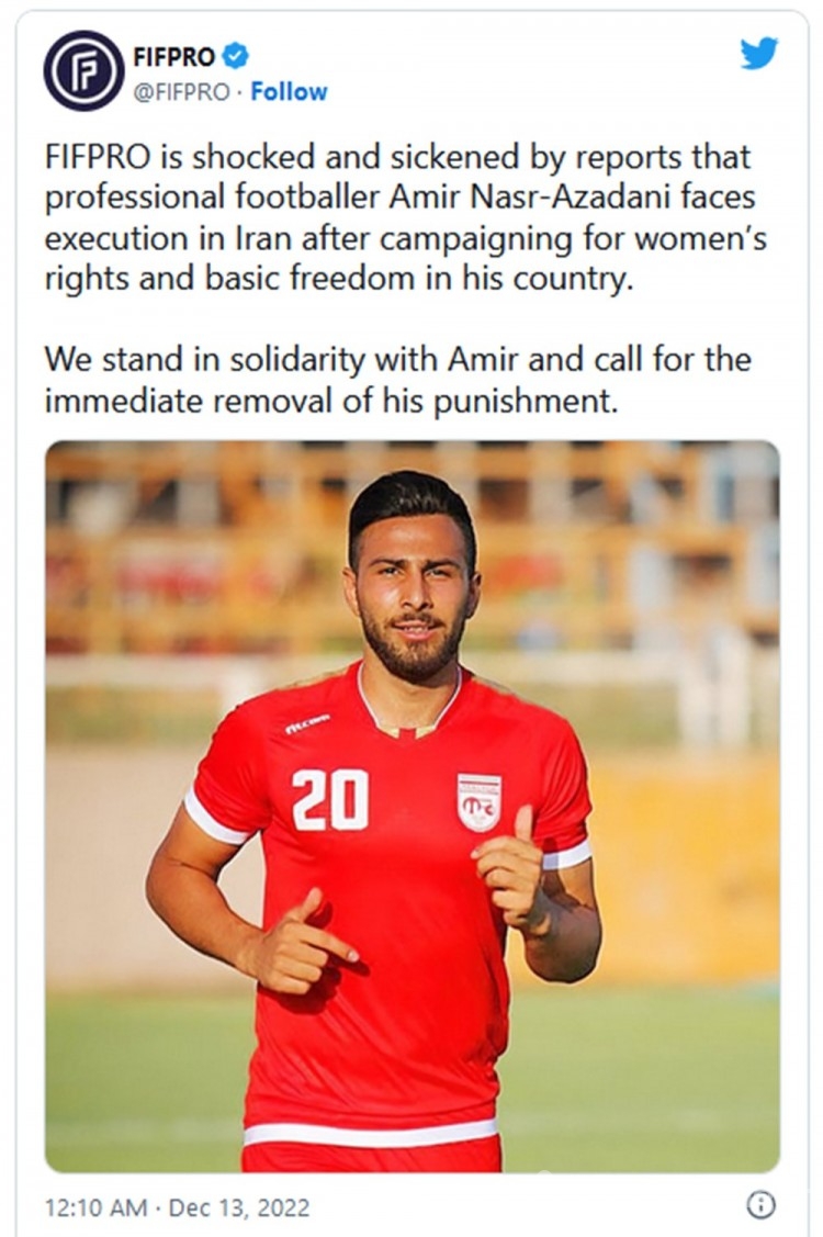 Futbolcu Amir Nasr-Azadani'ye idam cezası