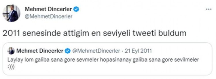 Mehmet Dinçlerler'in 'en seviyeli' tweeti!