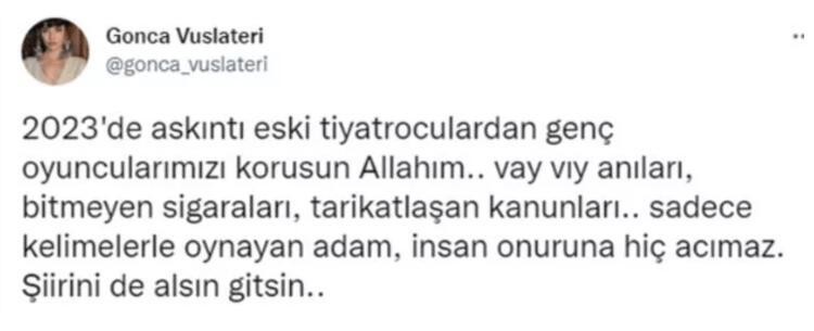 Gonca Vuslateri meslektaşlarına gönderme yaptı
