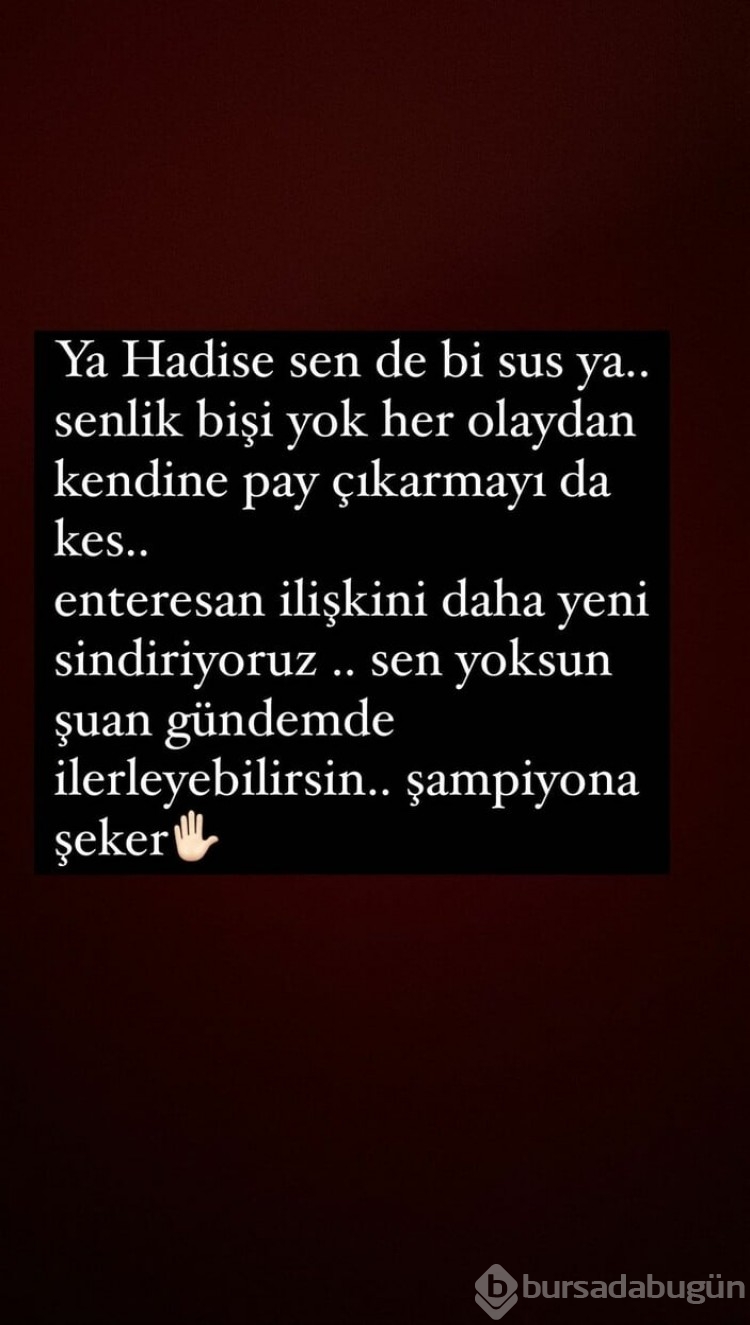 Hadise'den Hafsanur Sancaktutan'a destek