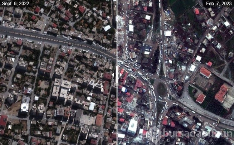 Kahramanmaraş depremine ilişkin ilk uydu görüntüleri...