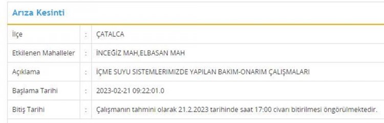 İstanbul'da 8 ilçede su kesintisi