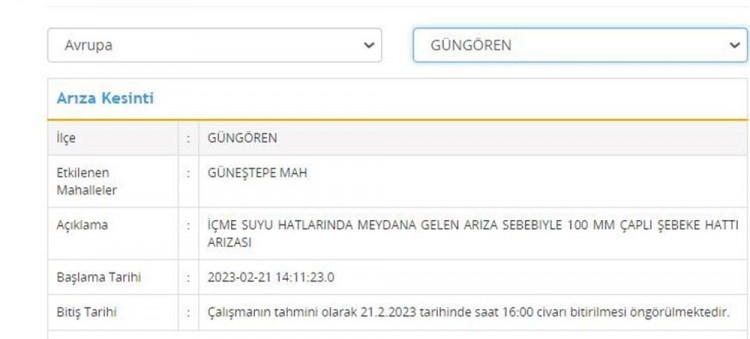 İstanbul'da 8 ilçede su kesintisi
